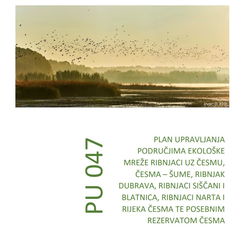 Obavijest o provođenju javne rasprave za prijedlog Plana upravljanja područjima ekološke mreže Ribnjaci uz Česmu, Česma – šume, Ribnjak Dubrava, Ribnjaci Siščani i Blatnica, Ribnjaci Narta i Rijeka Česma te Posebnim rezervatom Česma (PU 047)